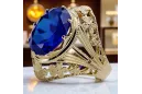 Sapphire 8 كارت من الذهب الأصفر خاتم حرف يدوية فينتاج vrc031x-sp Art Deco أسلوب مجوهرات فينتاج روسي سوفيتي من اتحاد الجمهوريات ا